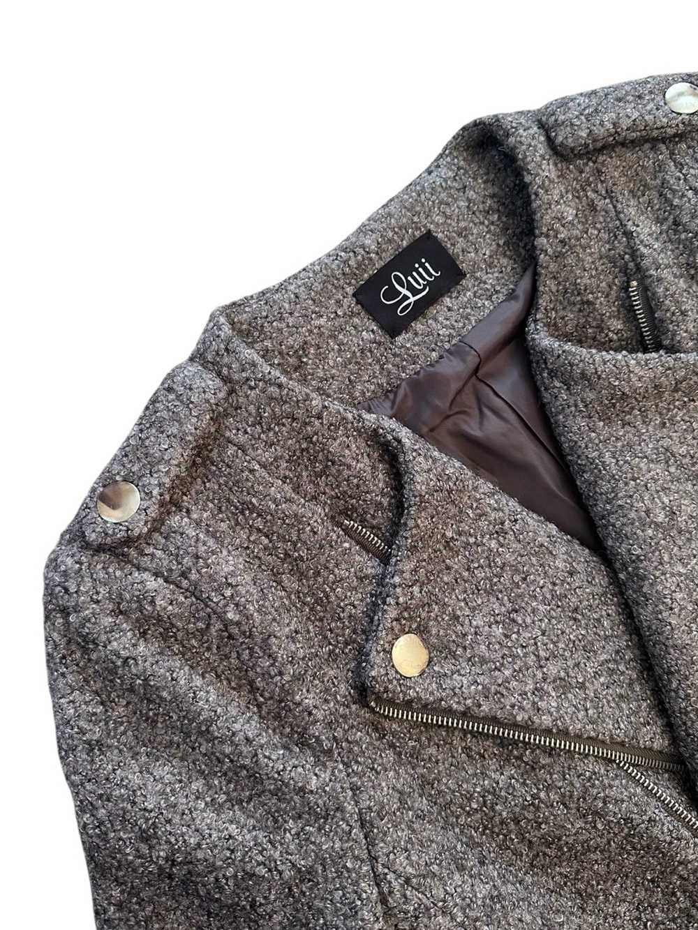 Luii Boucle Moto Jacket Gray size Large - Picture 5 of 14